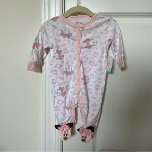 Disney Baby Minnie Mouse Pajama with Hat Light Pink 3M NWT